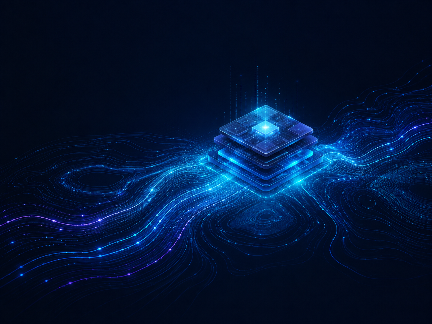 Abstract layered mission-system chip with connected data paths